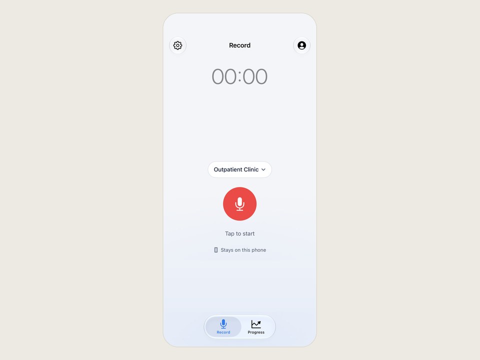 The app's recording screen